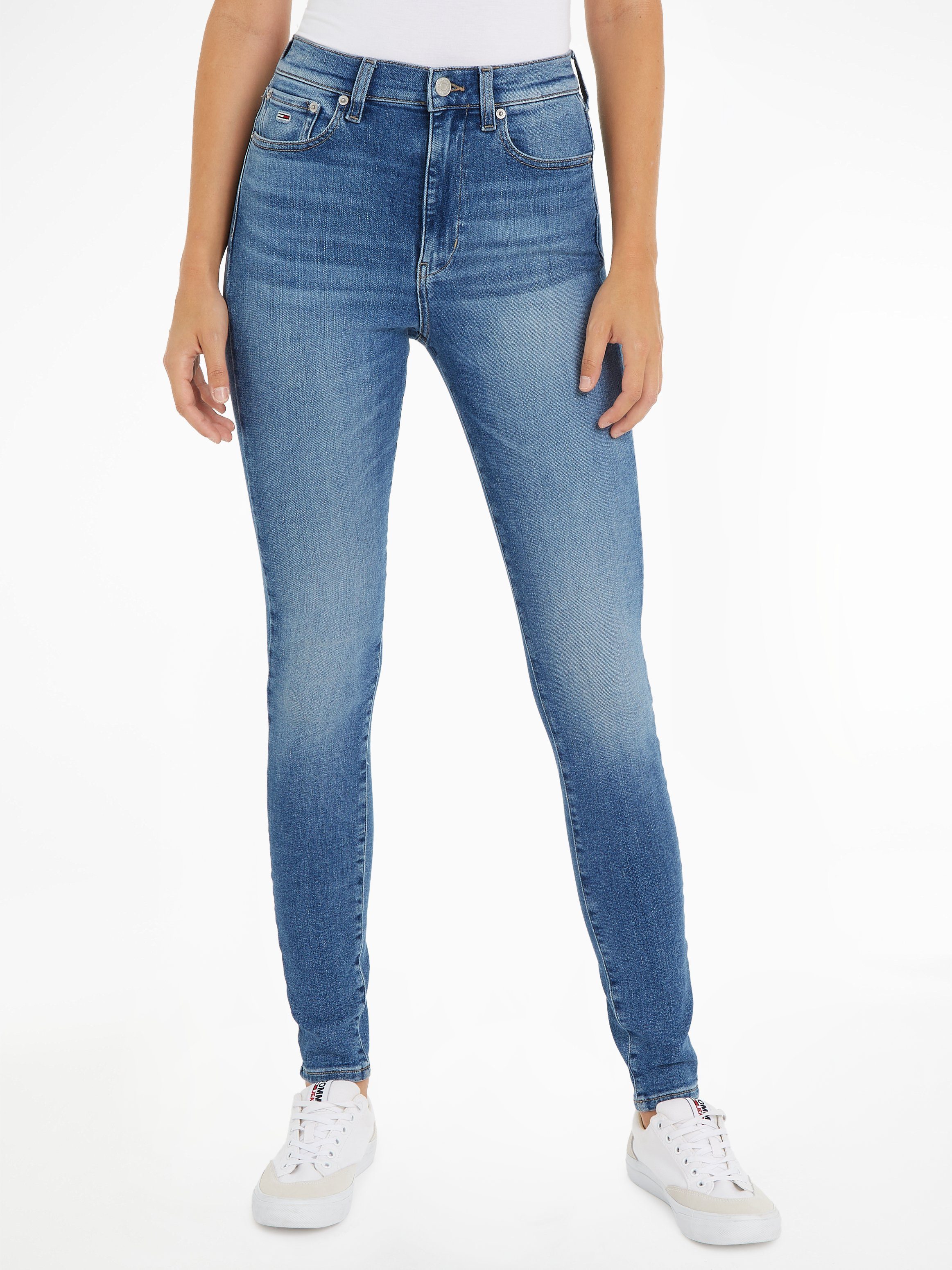 Bequeme Elasthananteil Tragekomfort Sylvia Jeans Jeans mit Bequemer Ledermarkenlabel, Tommy durch