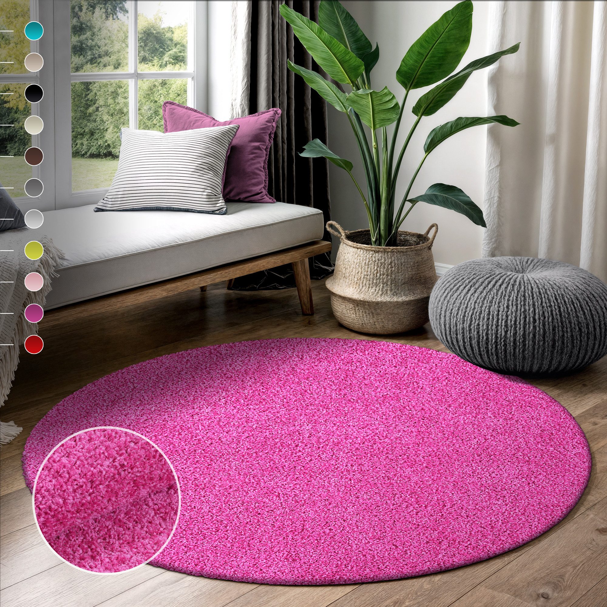Sanat Hochflor-Teppich LOCA, rund, Höhe: 30 mm, Wohnzimmer, Langflor, Shaggy, Schlafzimmer