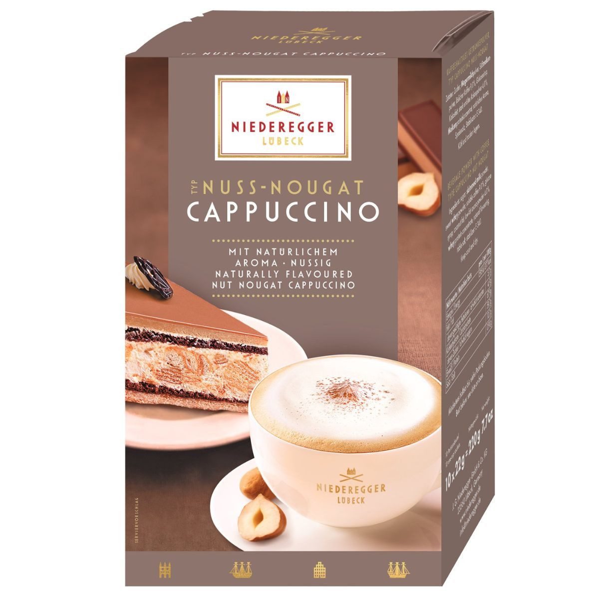 Niederegger Kaffeeersatz Niederegger Nuss-Nougat-Cappuccino Pulver, 10-Stick Portionsbeutel, 220 g