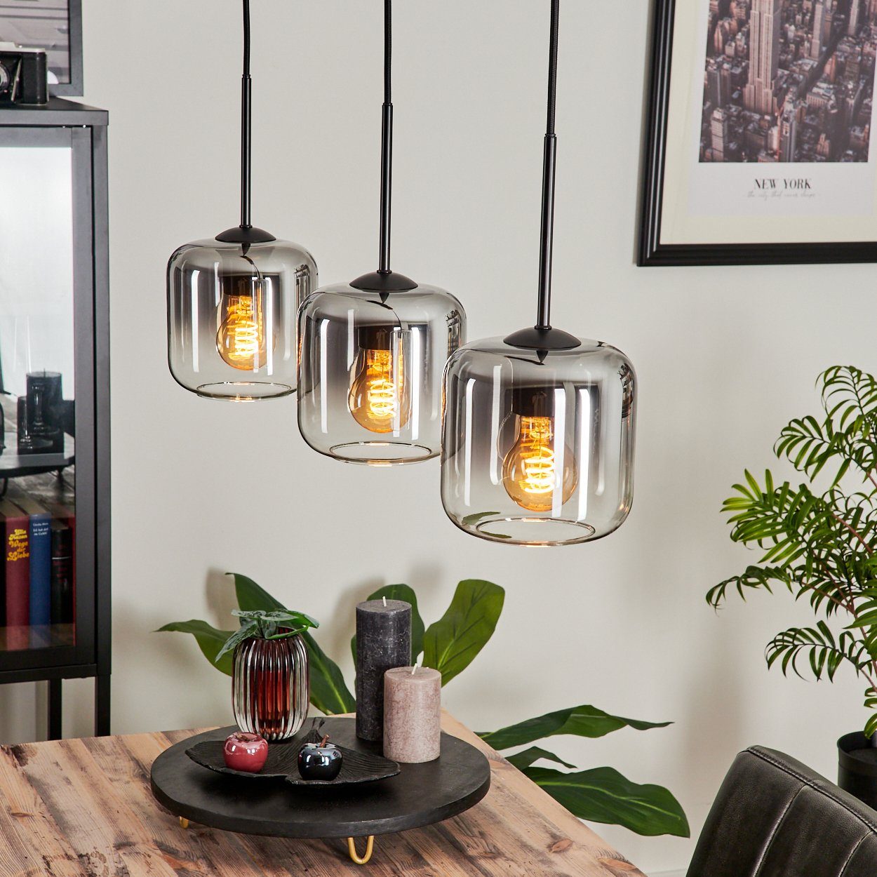 hofstein Hängeleuchte Hängelampe aus Metall/Glas in günstig online kaufen