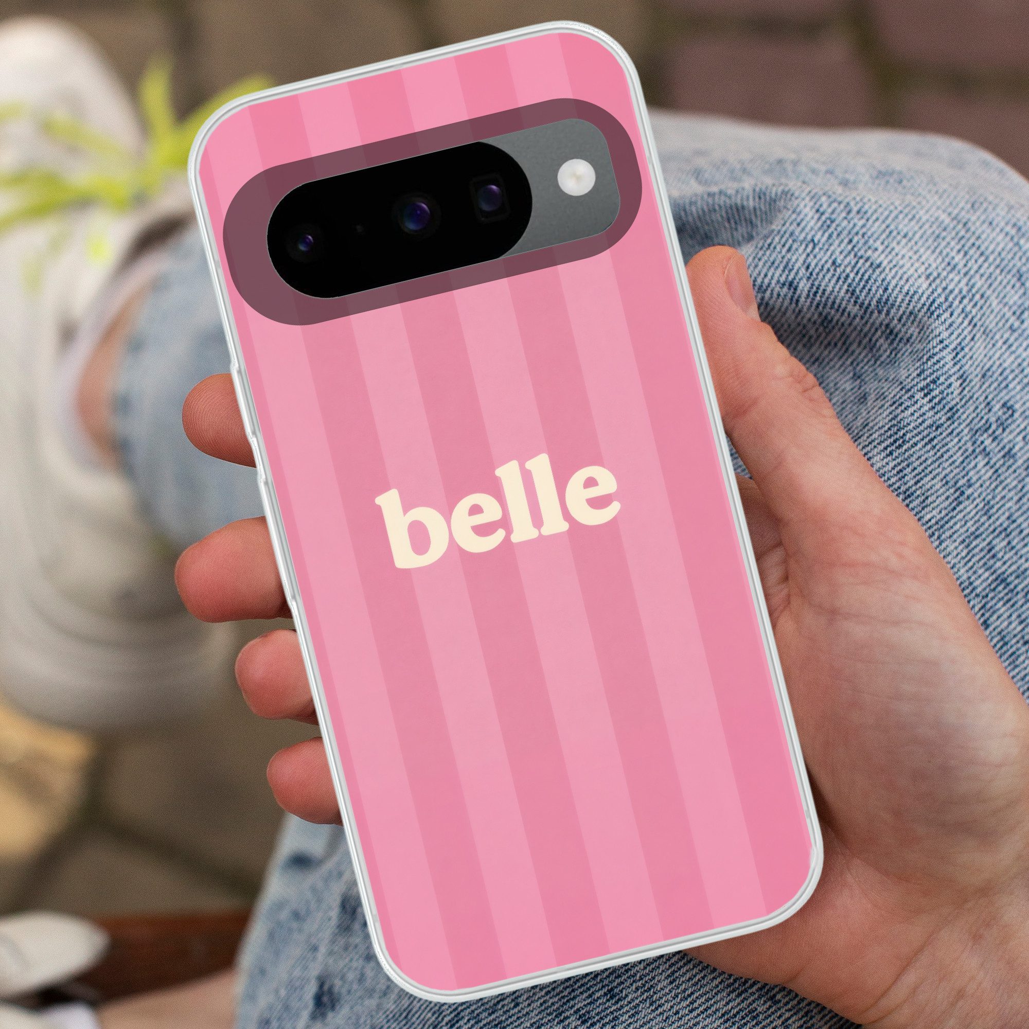 MuchoWow Handyhülle für Google Pixel 10 Pro Rosa - Gestreift - Belle, Handy Case, Silikon, Bumper Case Dünn