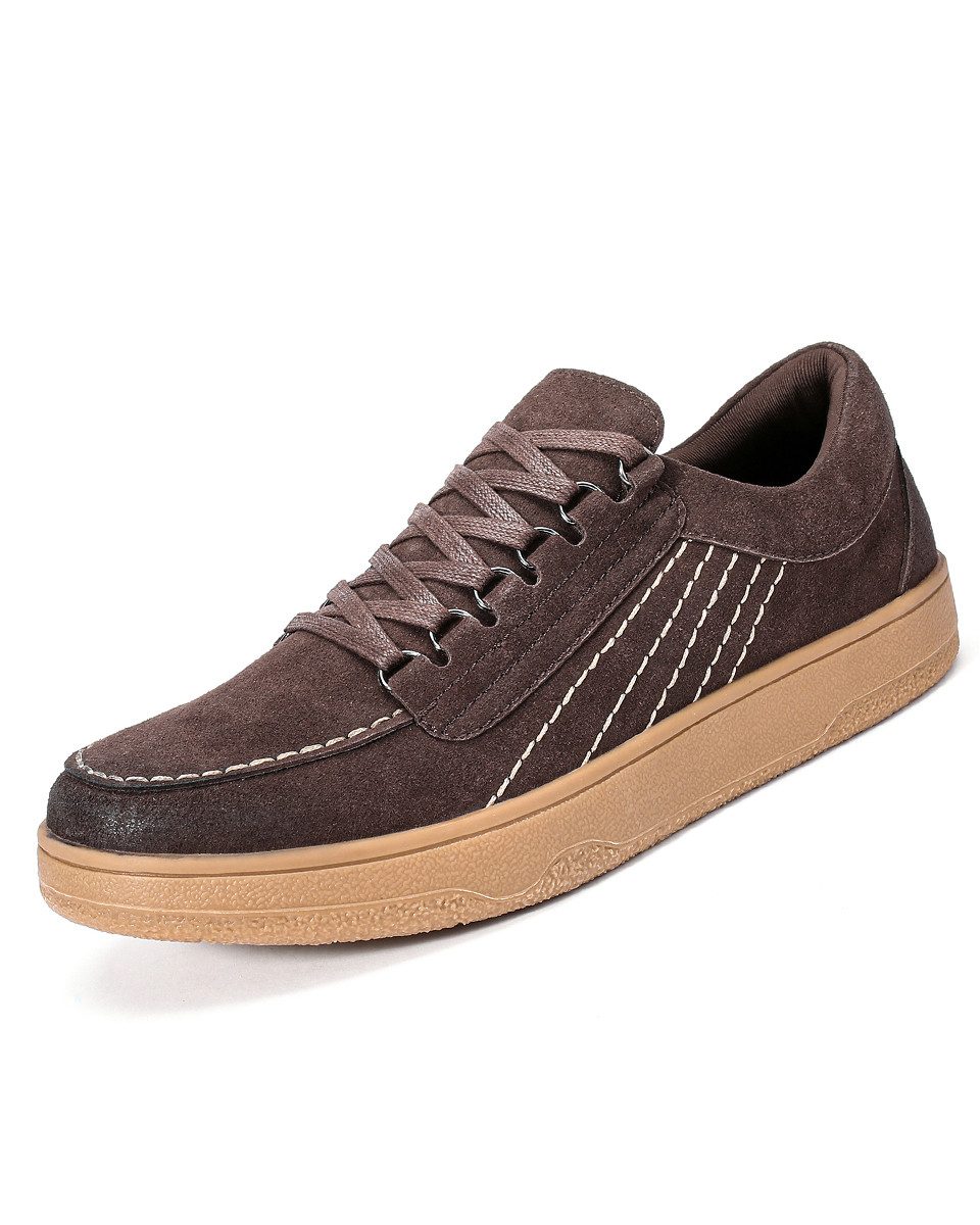 Allthemen Schnürschuh Herren Casual Schnürschuhe aus Rindnubukleder Freizeitmodell Sneaker
