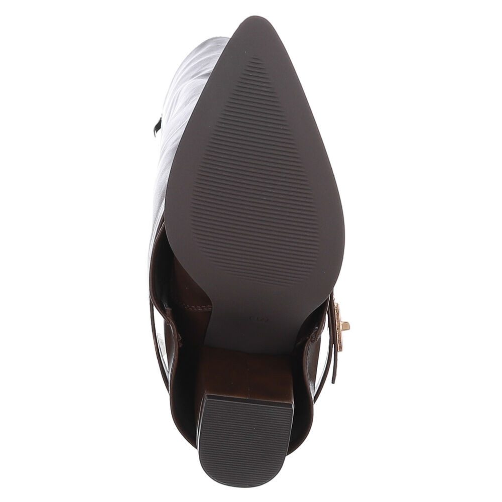 Ital-Design Elegante Stiefel mit Schnalle für Damen, Alltag und Freizeit High-Heel-Stiefel (90471286) Blockabsatz Stiefel in Braun