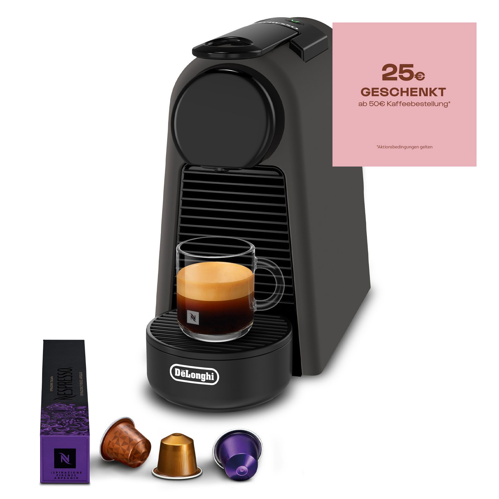 De'Longhi Kapsel-/Kaffeepadmaschine EN85.BKMT, Automatische Kapselmaschine, Kompakt, 19 Bar, Inklusive Willkommensset