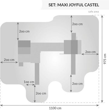 FUNGOO Spielturm MAXI SET JOYFUL CASTEL, mit Schaukel & Rutsche, Klettererweiterung, Spielhaus, Sandkasten