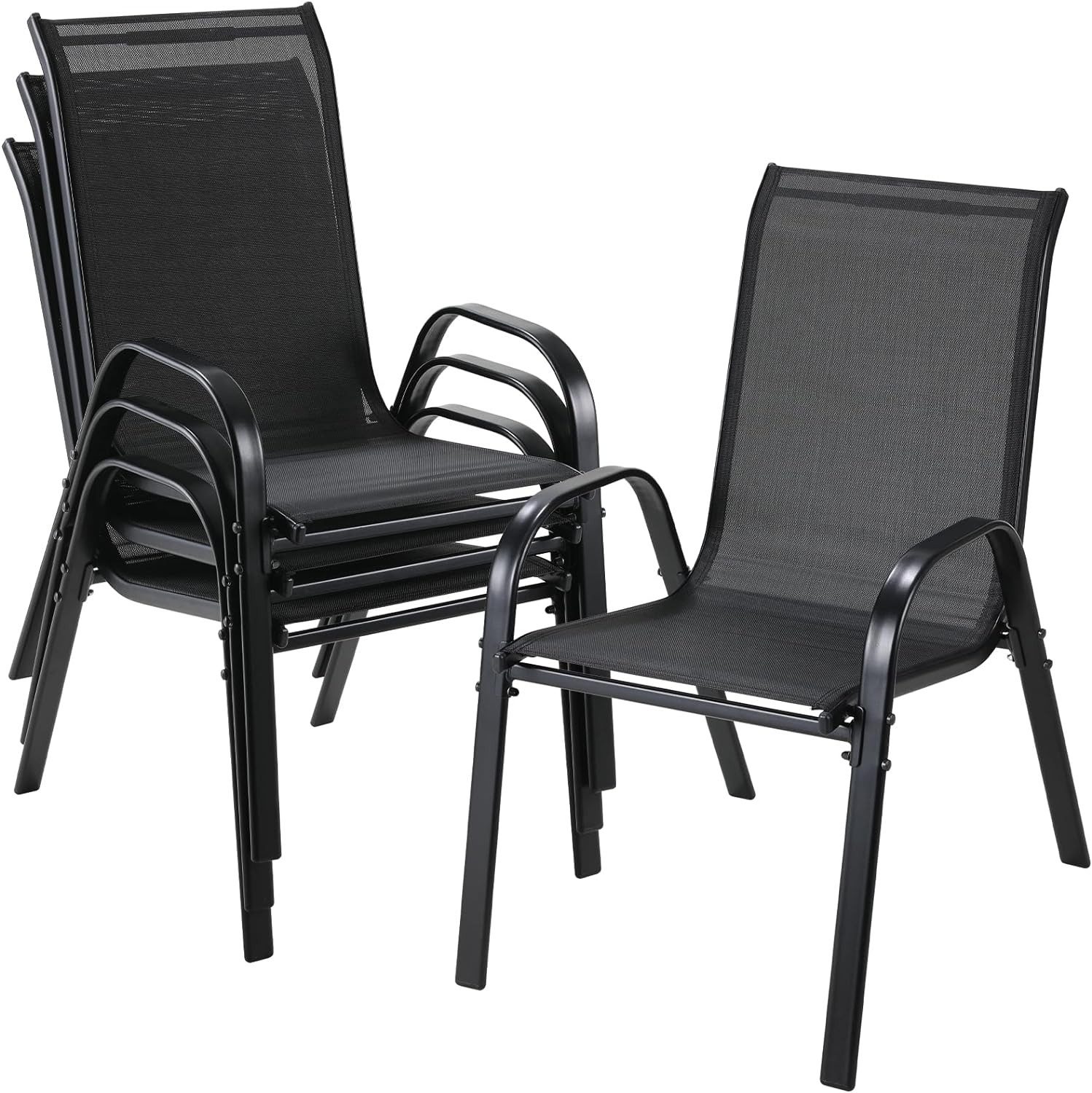 TLGREEN Gartenstuhl Stapelstuhl,4er Set Camping Stapelbar Hochlehner