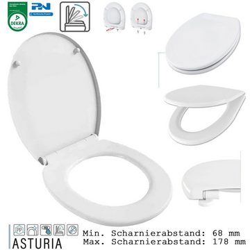 Top-Innovativ WC-Sitz ASTURIA015 MVC WC BRILLE WC SITZ KLOBRILLE DECKEL QUICK-RELEASE (abnehmbar, Scharnierabstand: 68-178 mm Form – Oval), Dekra zertifiziert Langsames Absenken Farbe Weiß