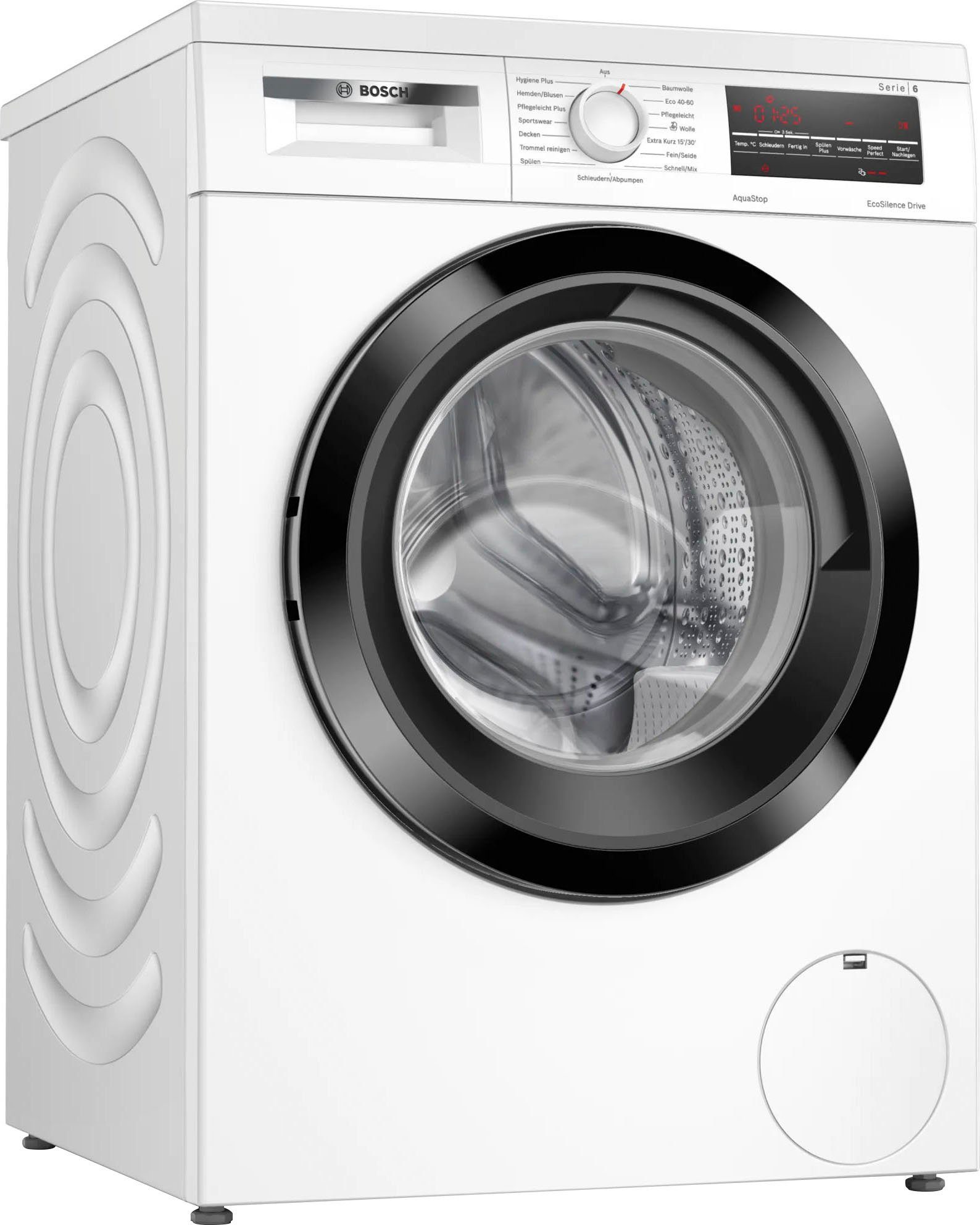 BOSCH Waschmaschine Serie 6 WUU28T48, 8 kg, 1400 U/min, unterbaufähig,Speed Perfect, Hygiene Plus, großes LED-Display