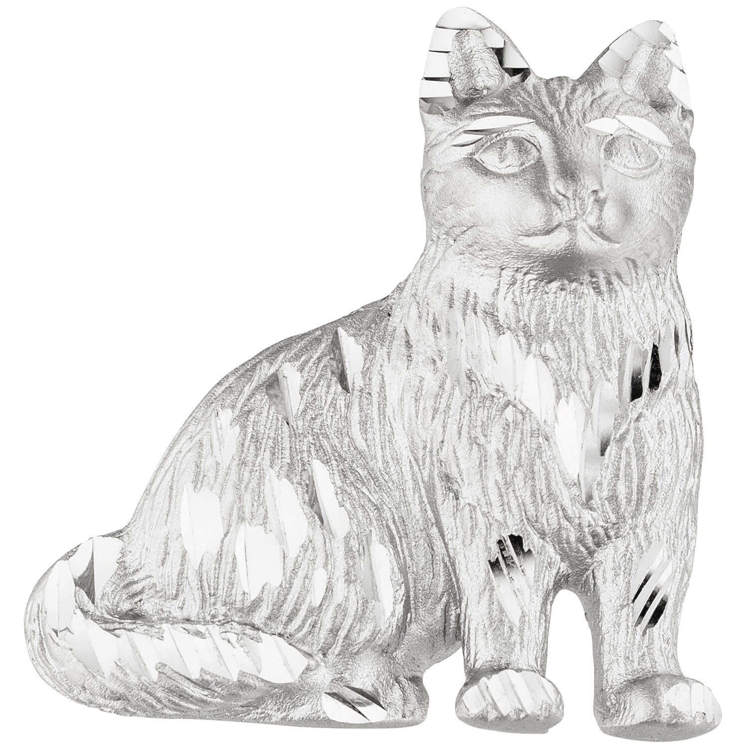 Schmuck Halsschmuck aus 925 teilmattiert, Kettenanhänger rhodiniert Silberanhänger Katze Anhänger Silber Silber Krone 925