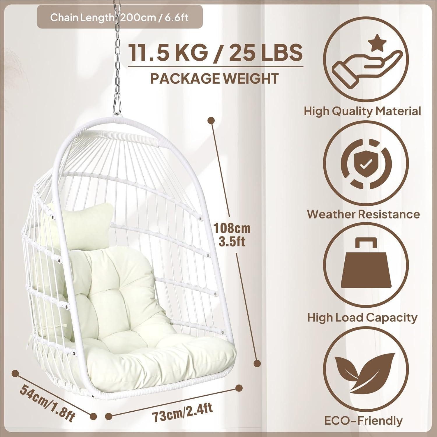 LuxusKollektion Hängesessel Hängesessel Rattan Korb Edelstahl Aufhängeset Weiß(stuhl Klassisch)