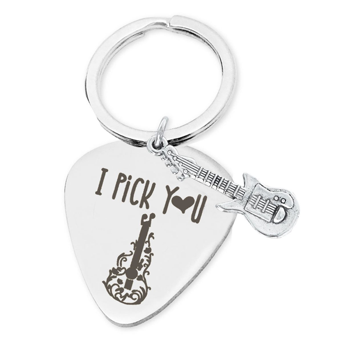 keepdrum Schlüsselanhänger keepdrum Schlüsselanhänger Gitarren-Plektrum I Pick You (Schlüsselanhänger, 1-tlg., Gitarrenanhänger), Plektrum-Anhänger aus Edelstahl