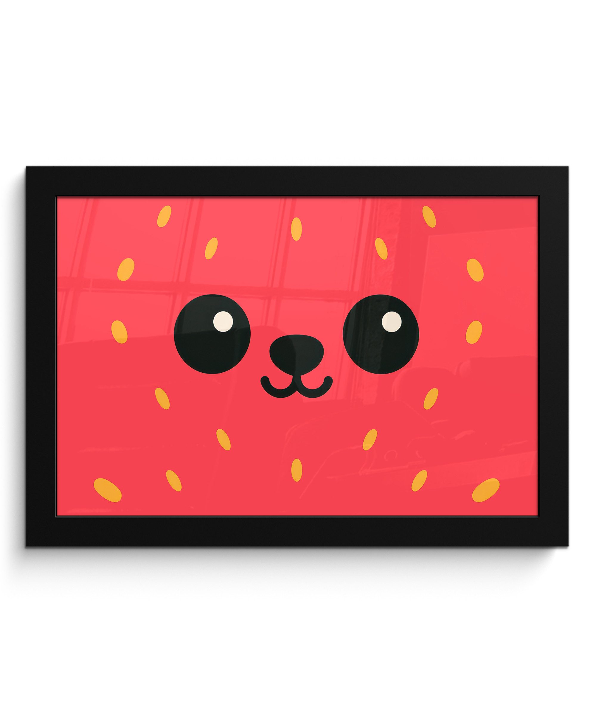 MuchoWow Poster Katze - Erdbeere - Cartoon, (1 St), Wandbilder, Deko Wohnzimmer Schlafzimmer, 30x20 cm