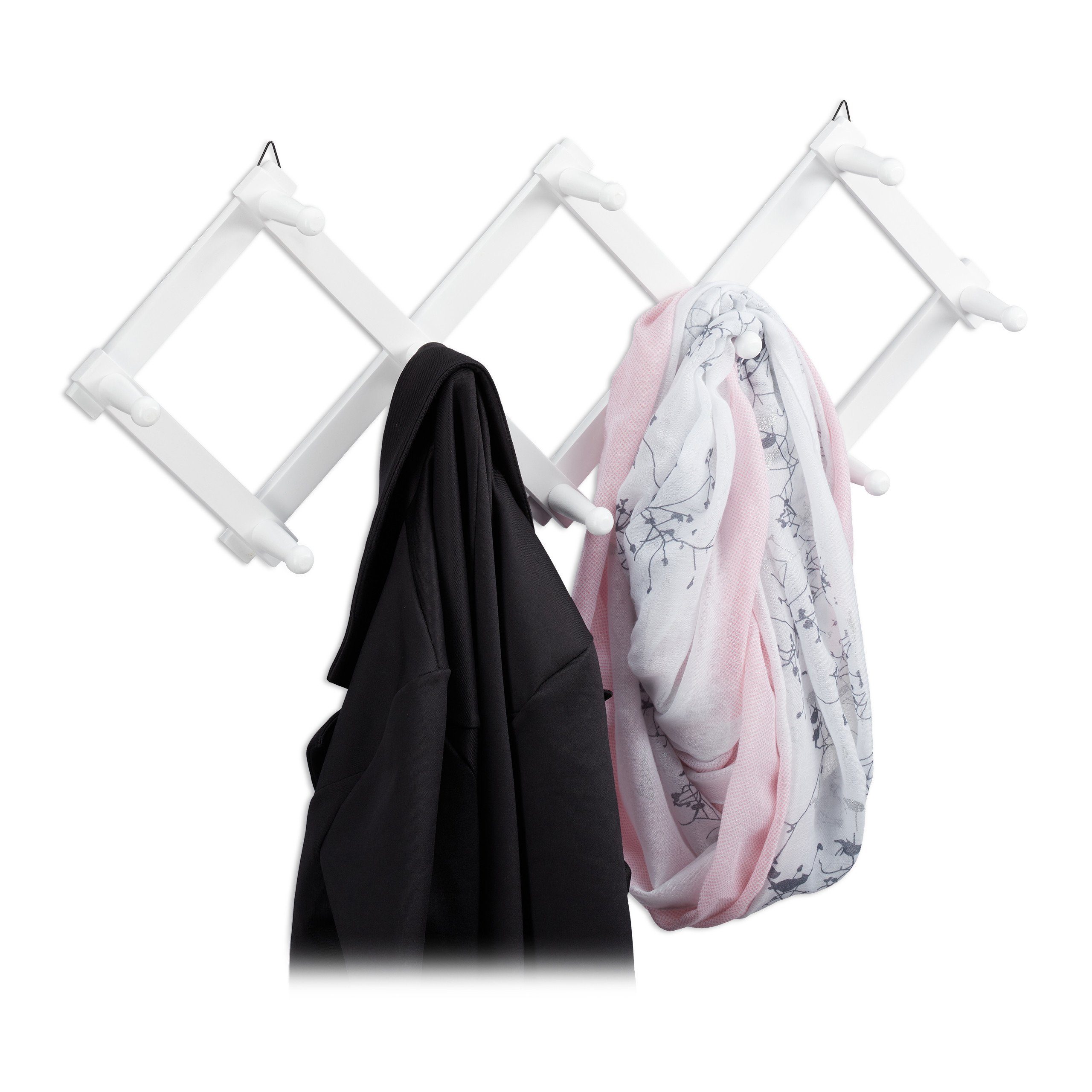 relaxdays Wandgarderobe Holz faltbar, weiß günstig online kaufen