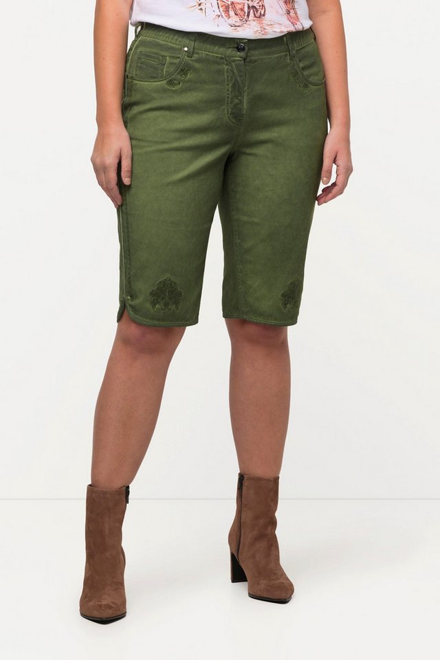 Ulla Popken Bermudas Trachten-Jeansbermuda Mandy Used-Look Stickerei