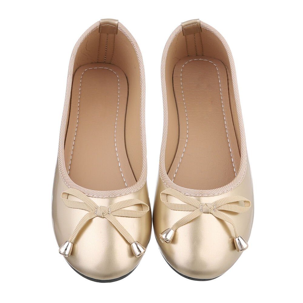 Ital-Design Damen Freizeit Ballerina (85894095) Blockabsatz Klassische Ballerinas in Gold