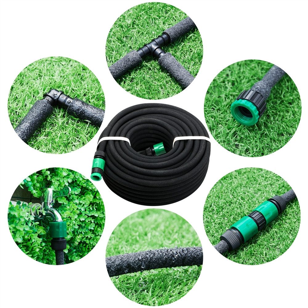Yaheetech Gartenschlauch 30m/50m x 16mm, Perlschlauch Tropfschlauch mit Verbindungsstück