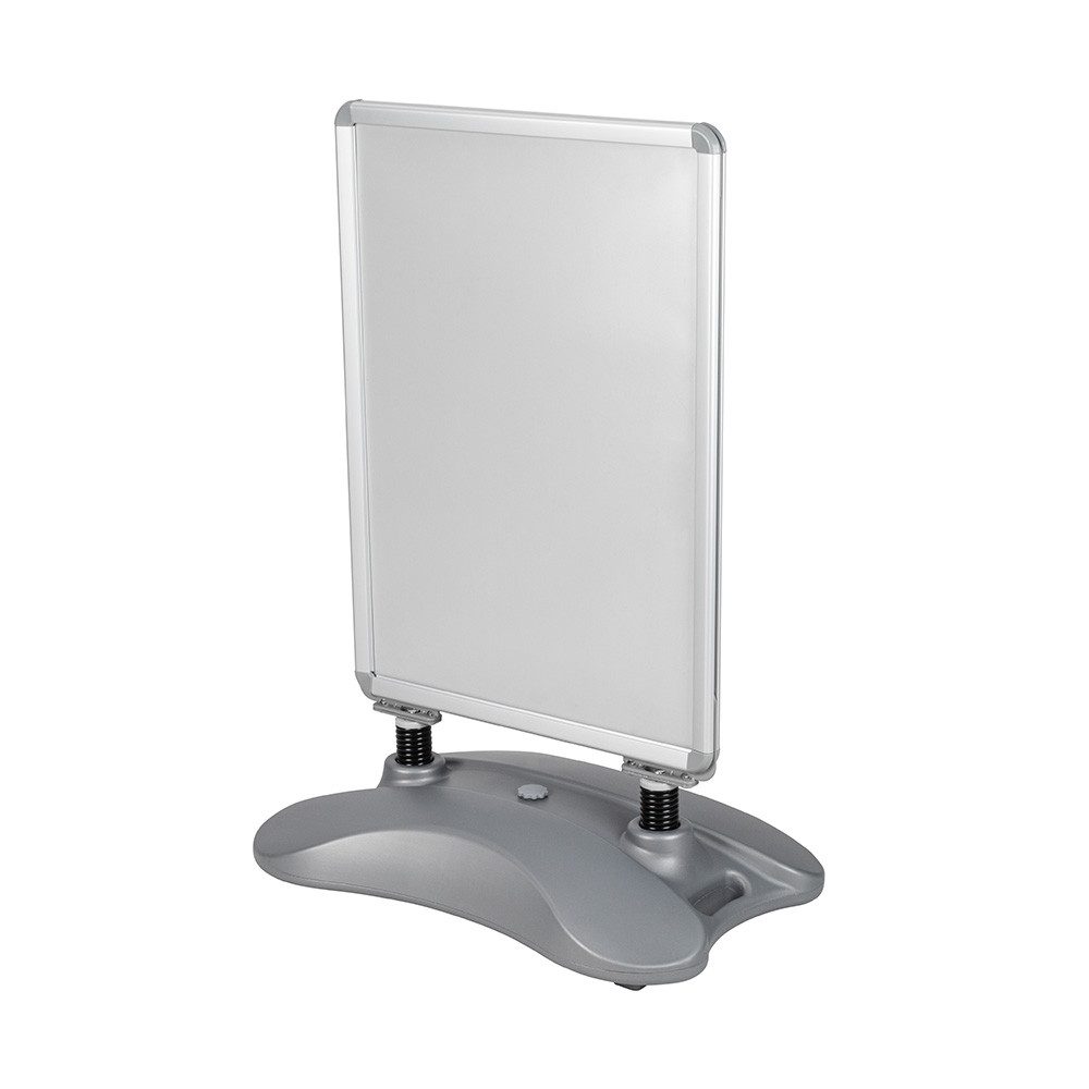HR Direktverkauf GmbH Einzelrahmen Kundenstopper WindSign „Simple“ DIN A1 doppelseitig 32 mm-Profil, für 2 Bilder, Kunststoff-Fuß mit Wasser oder Sand befüllbar, verfahrbar durch Rollen
