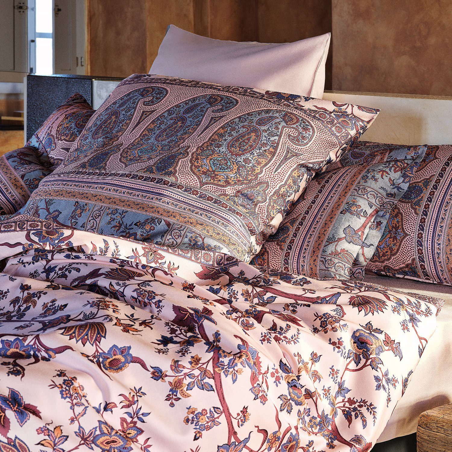 Bassetti Bettwäsche Bettwäsche Bassetti Mako Satin Genova 41 natur rosa 135 günstig online kaufen