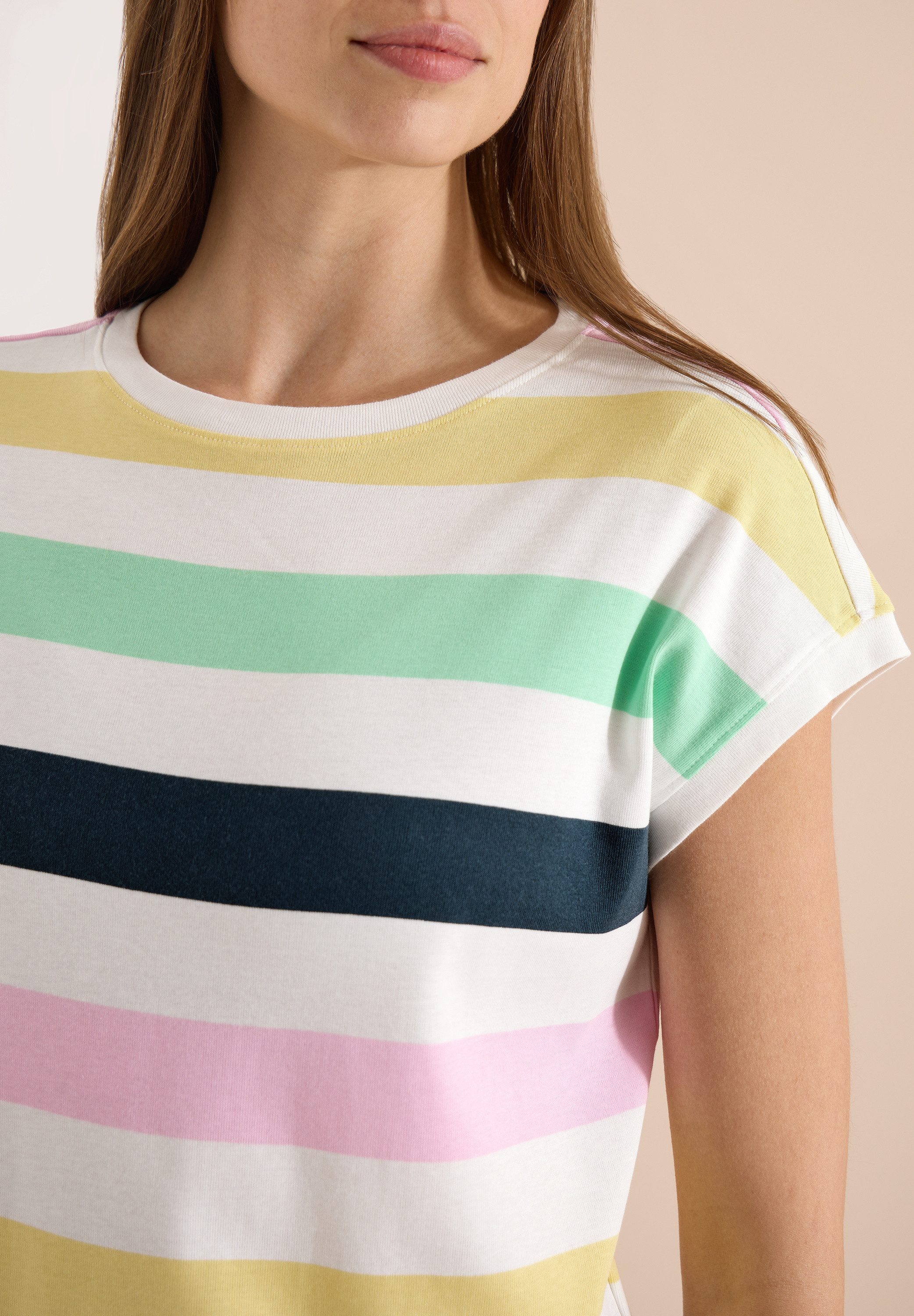 CECIL Kurzarmshirt Sommershirt mit Mulitcolor-Streifen