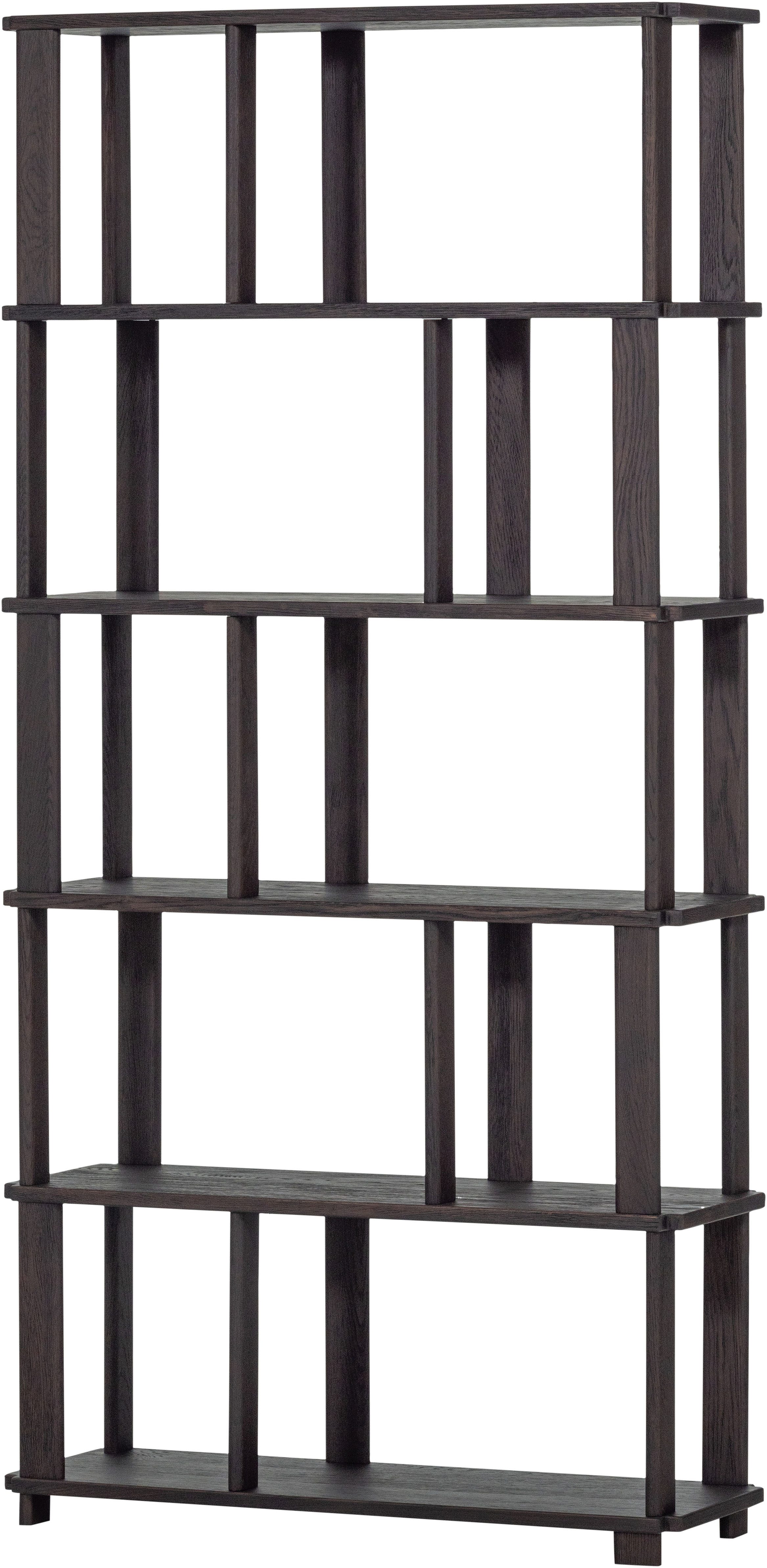 WOOOD Wandregal Riss Eichenholz mit sichtbare Maserung, B 90 x T 30 x H 186 cm, Tragkraft 10 kg pro Einlegeboden, nachbehandelbar, einfach montierbar