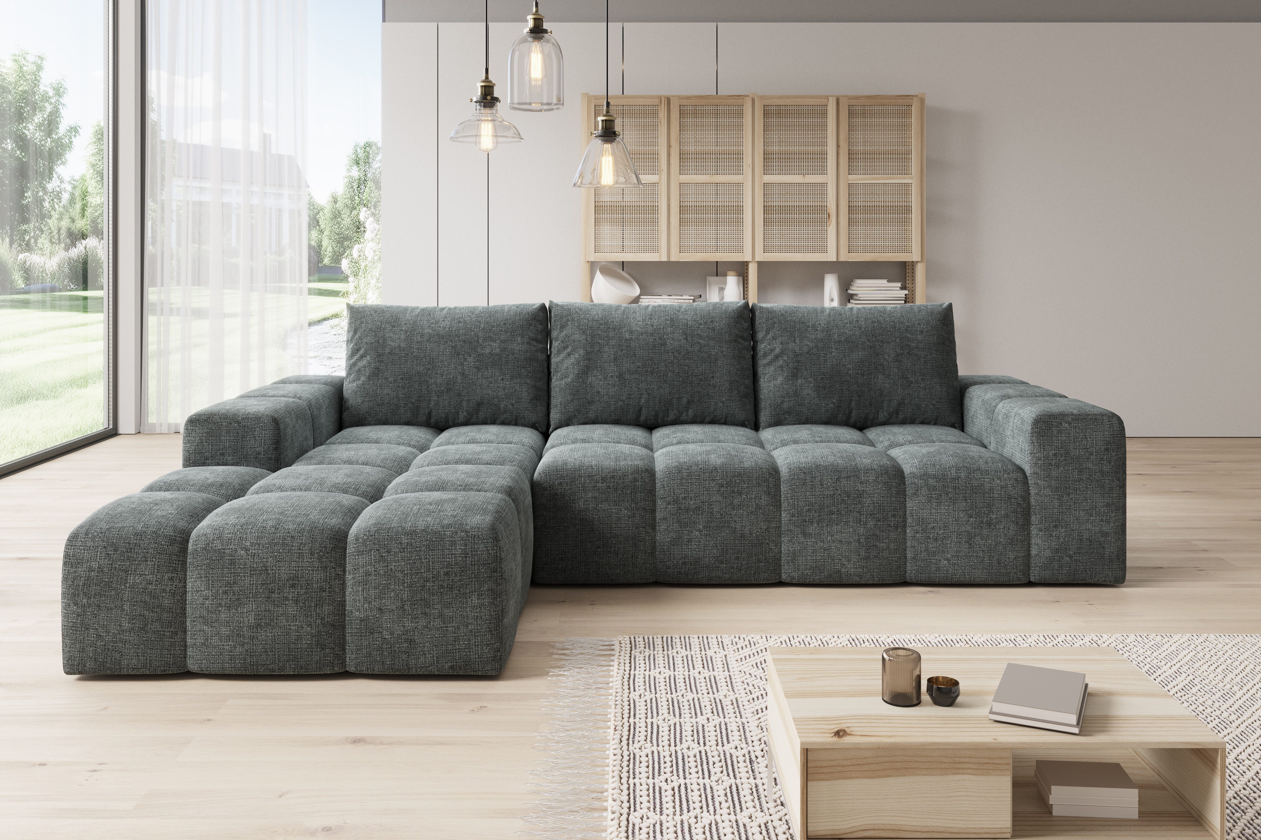 PROMETO Möbel Ecksofa Cento Couch L-Form,Sofa Links/Rechts Teddy-Bouclé-Sto günstig online kaufen