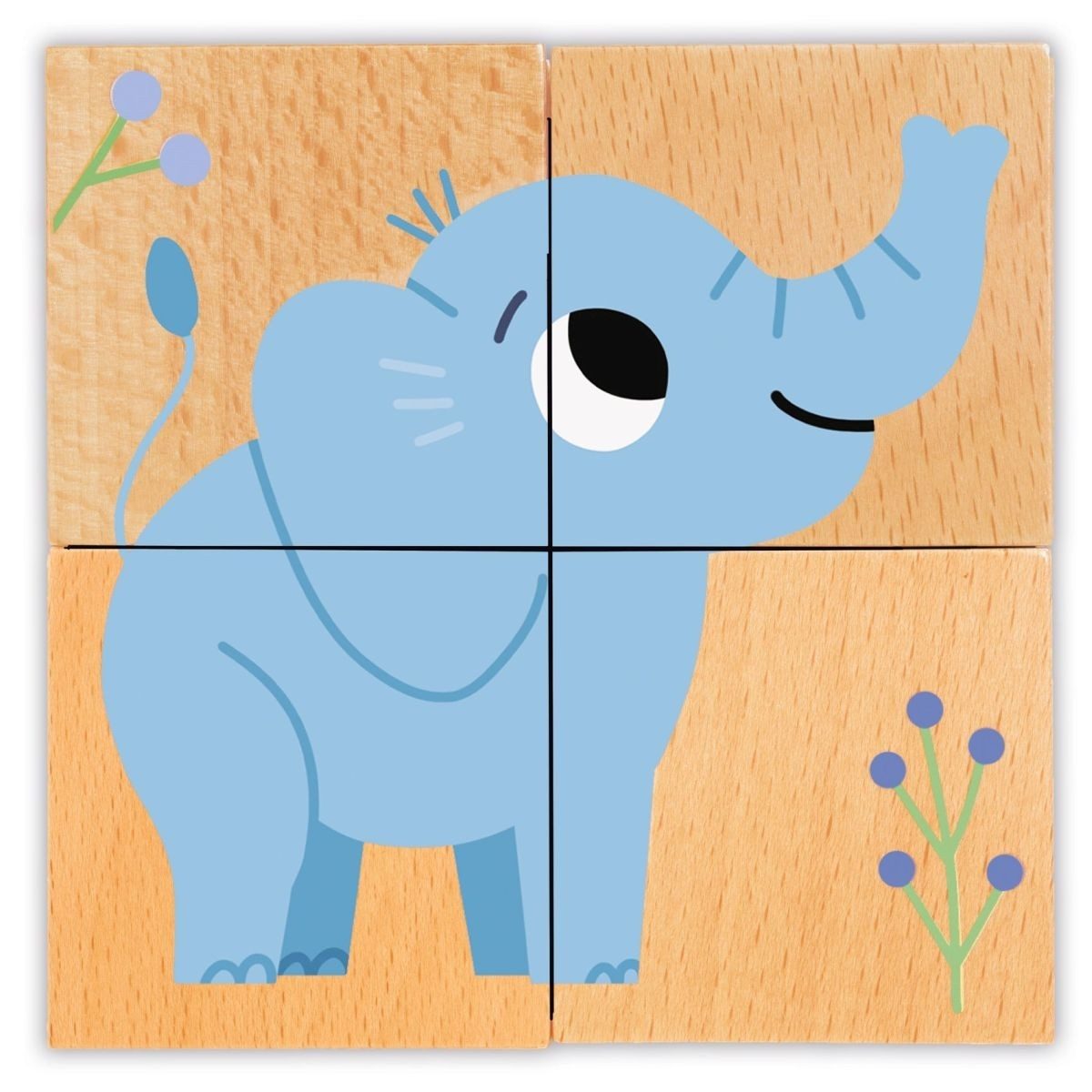 DJECO Würfelpuzzle Würfelpuzzle Wild & Co für Kinder, Puzzleteile, Kinderpuzzle