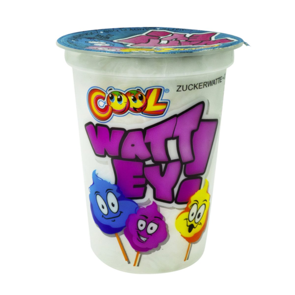 COOL Süßigkeit, Cool Watt Ey Zuckerwatte im Becher süßer Snack verschiedene Farben 20g