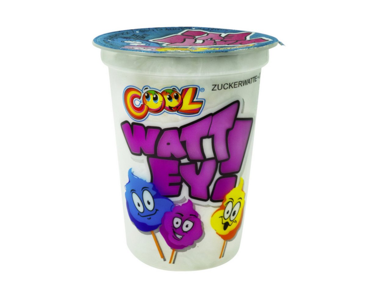 COOL Süßigkeit, Cool Watt Ey Zuckerwatte im Becher süßer Snack verschiedene Farben 20g