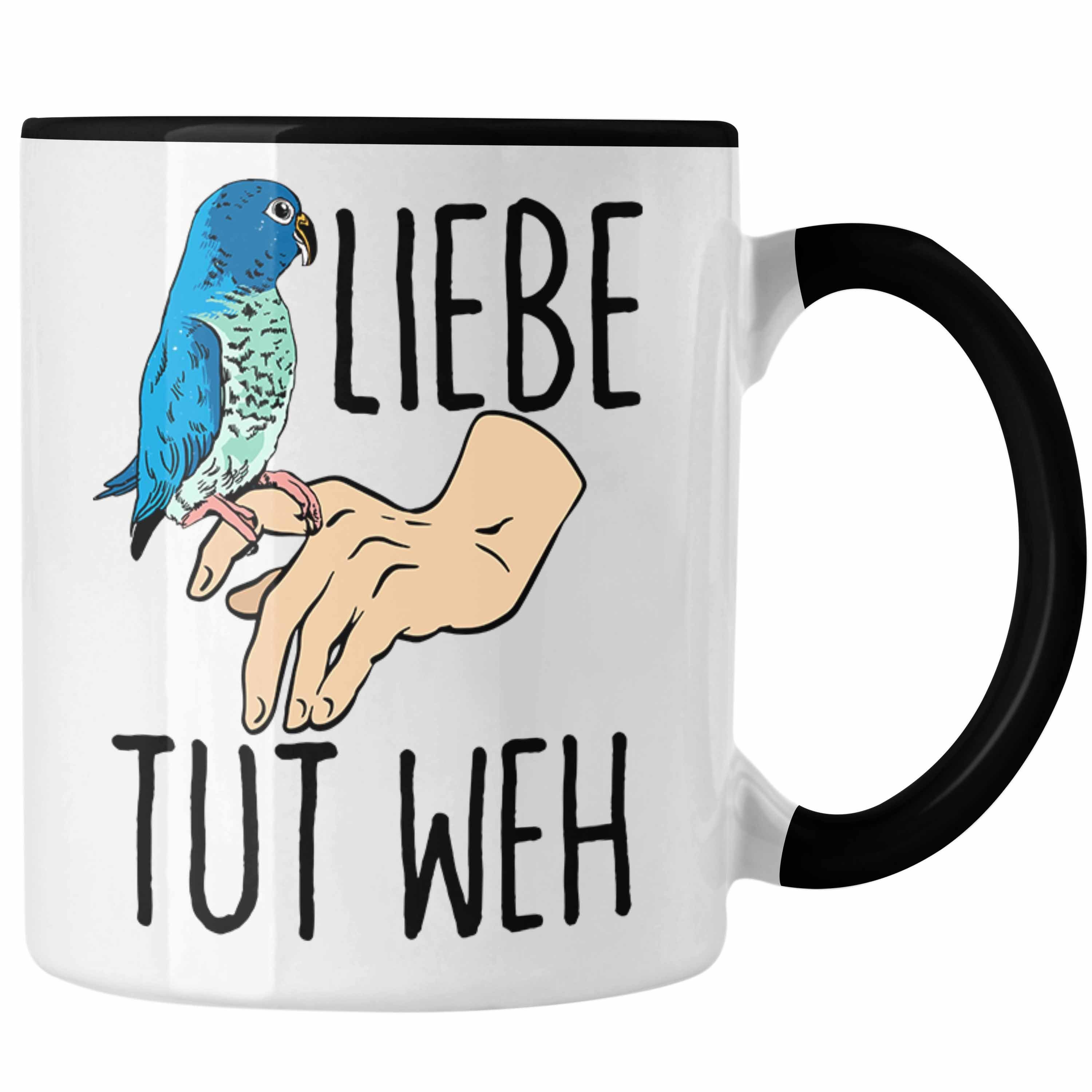 Schwarz Liebe Tasse Lustige Trendation Wellensittich-Besitzer Geschenk Wellensittich-Tasse für