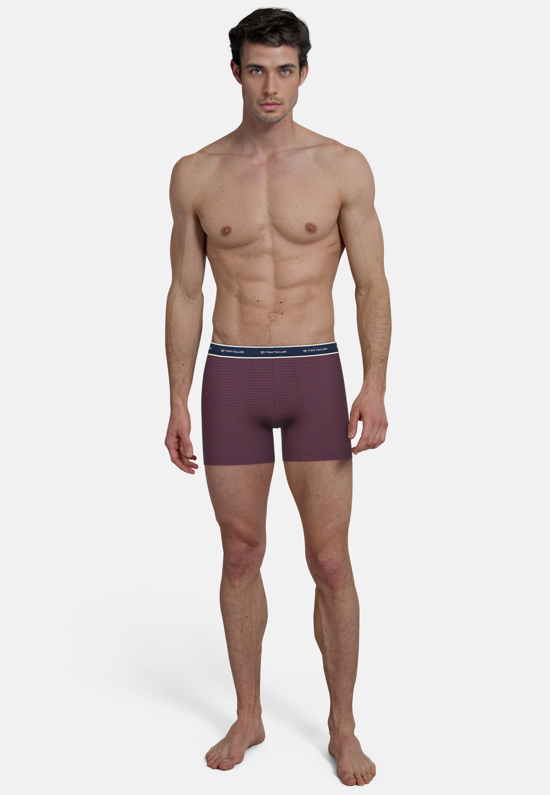 TOM TAILOR Lange Unterhose Kentucky Logobund, basic, gestreift, eng, bequem, weich, Baumwollmix