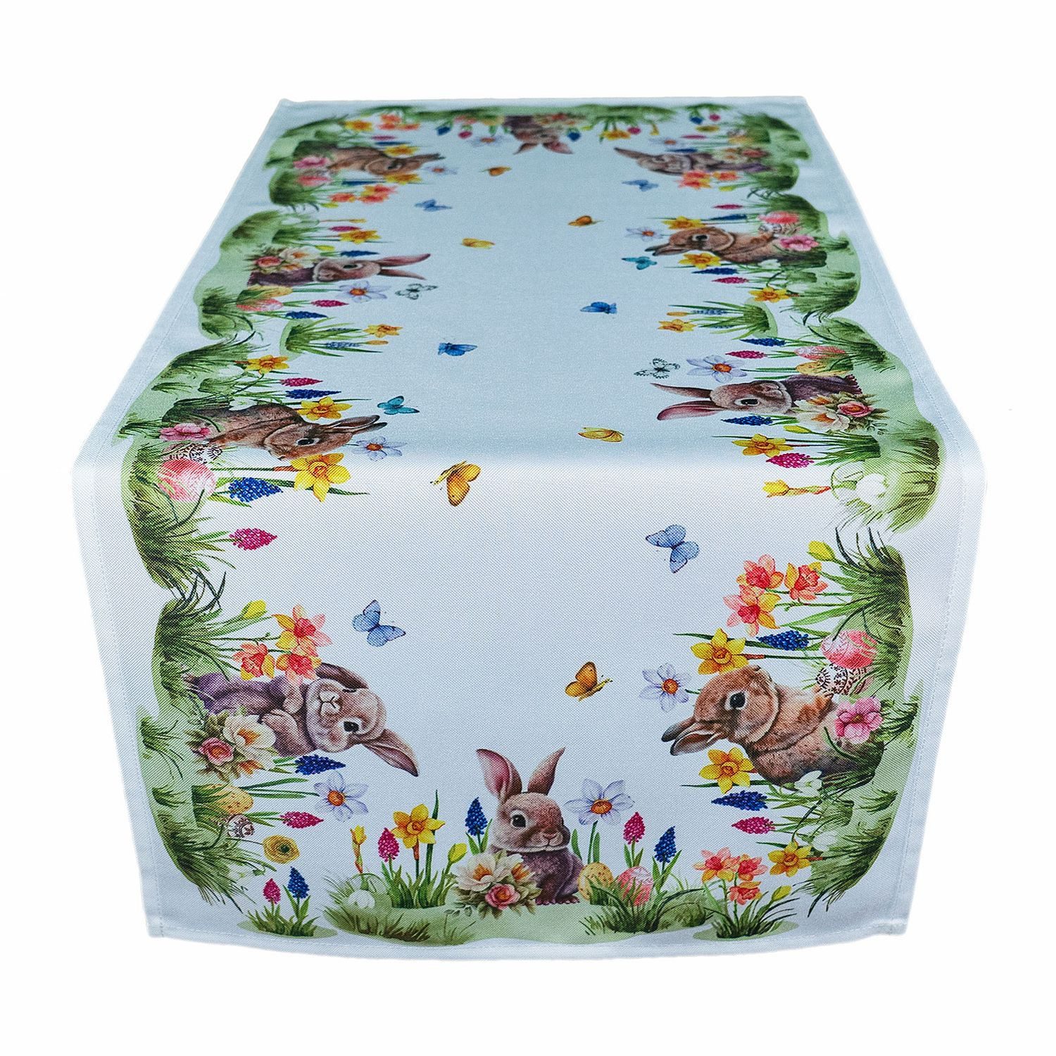 texpot Tischdecke Tischläufer Druck Osterhase Blumenwiese günstig online kaufen