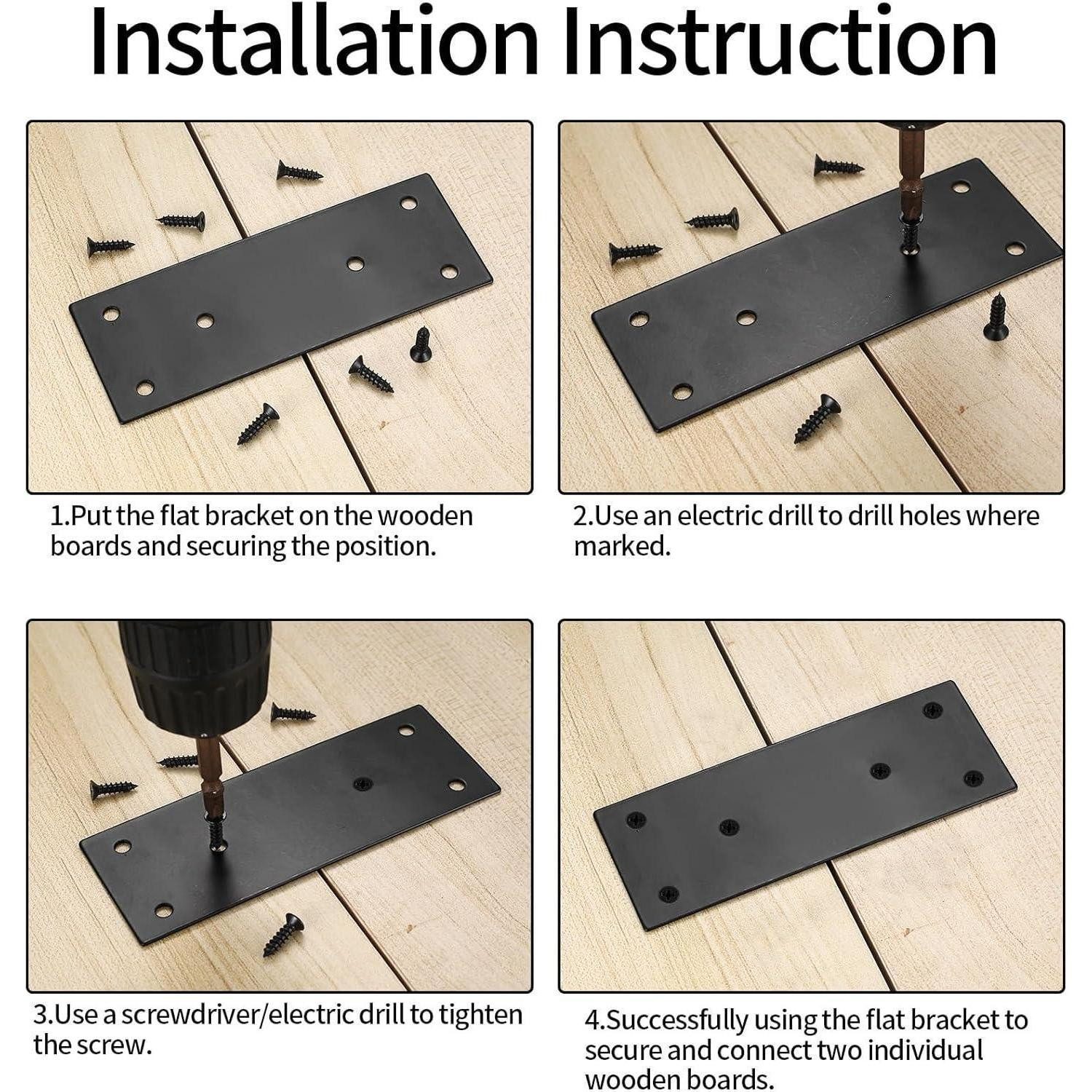 LuxusKollektion Bauschlüssel Flachverbinder Edelstahl Holzverbinder 80x40mm 10 Stück Noir 80x40mm