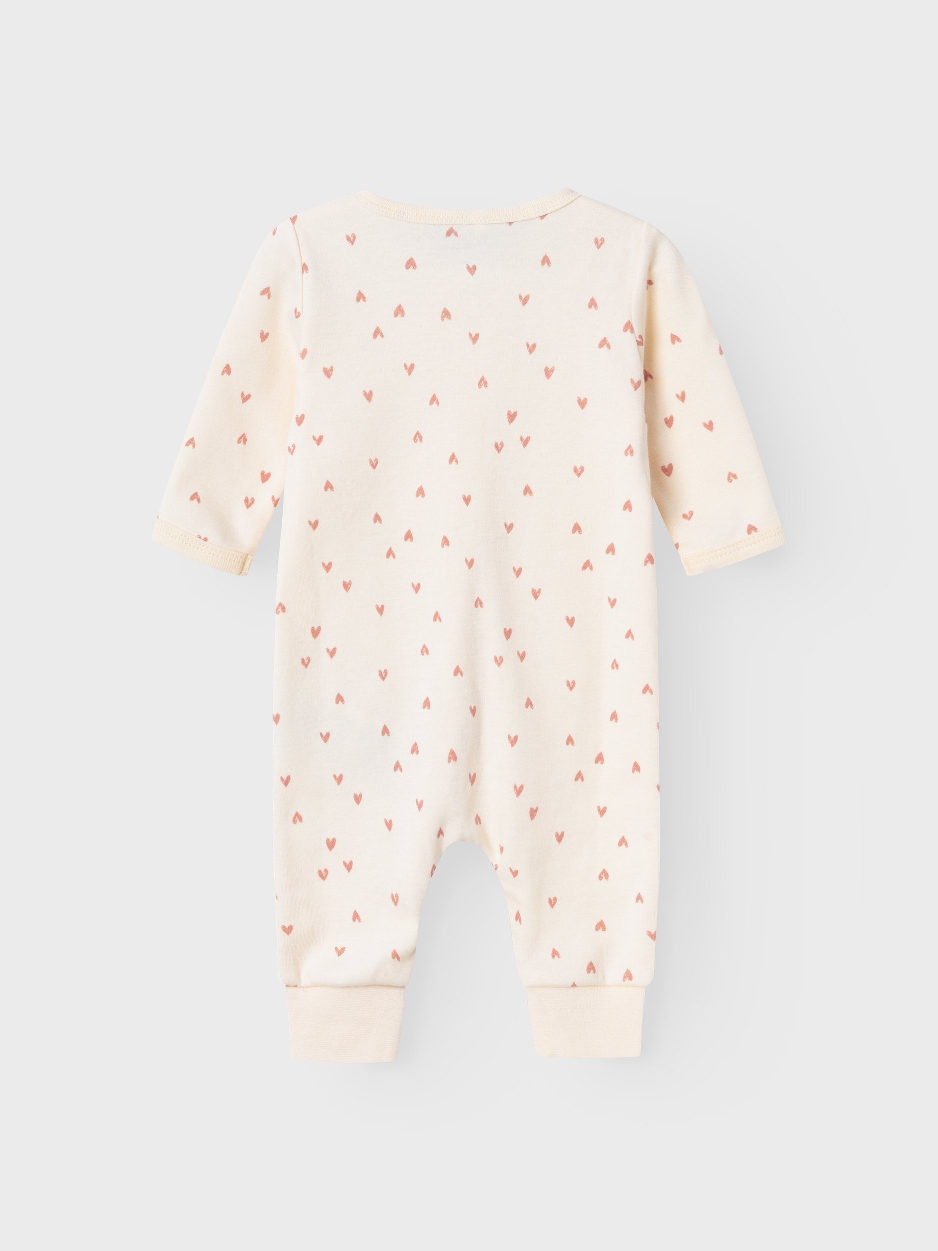 Name It Schlafanzug NBFNIGHTSUIT ZIP BUTTERCREAM HEARTS NOOS aus Baumwolle in Jersey-Qualität, Relaxed Fit, mit Reißverschluss