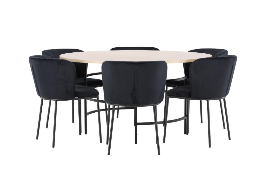 Venture Home Copenhagen Essgruppe Tisch Ø140cm und 6 Stühle whi