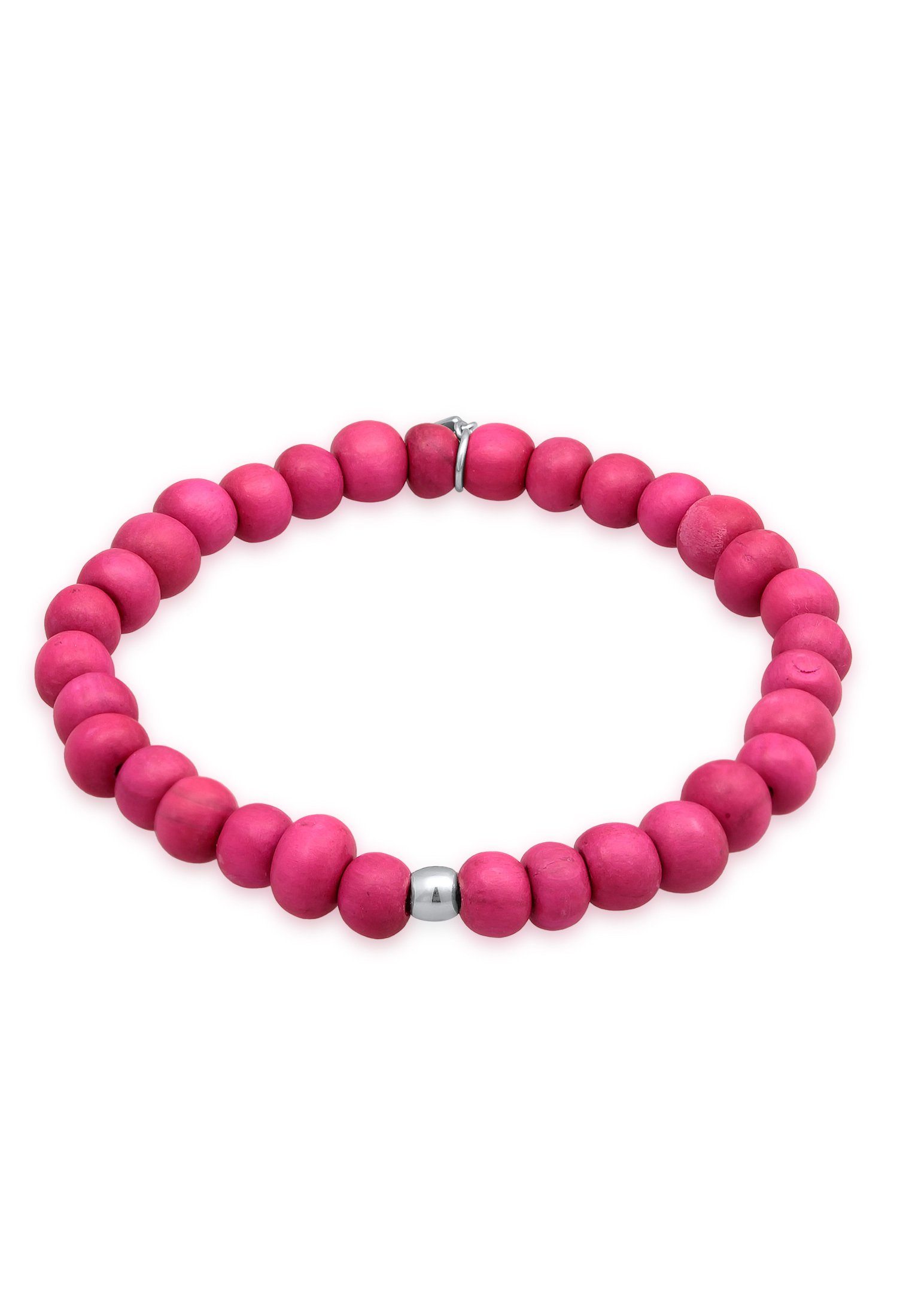 Kuzzoi Bead-Armband-Set Holz Perlen Rosa Bead 925 Silber, Kugel