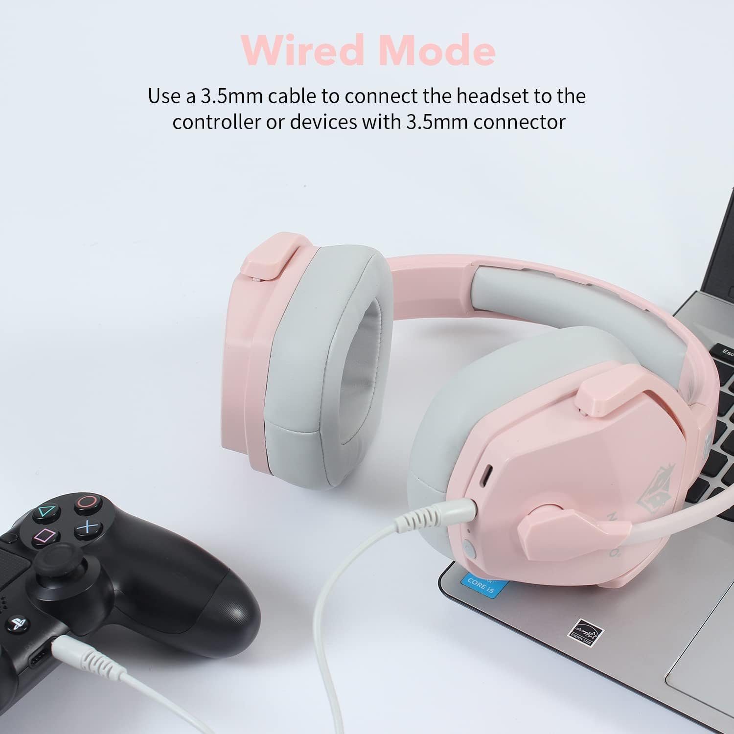NUBWO für Mikrofon, Wireless-Nutzung Gaming-Headset (Rauschunterdrückung 17+ PS4 Stündige PS5 mit über Mikrofon Ohr-Gaming-Kopfhörer PC) Gaming-Kopfhörer