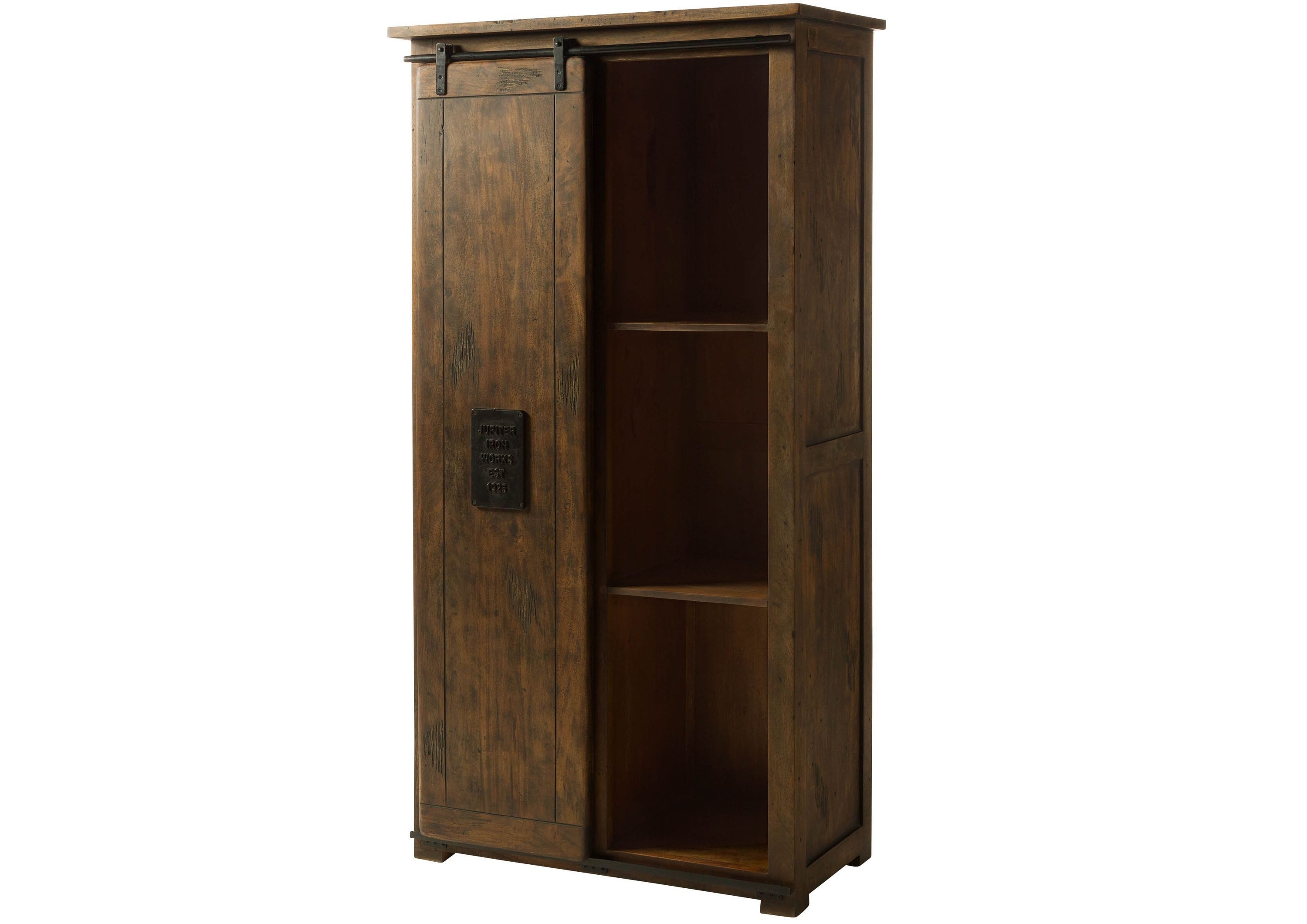 Massivmoebel24 Dreh-/Schwebetürenschrank RAILWAY (Schrank Mango 100x50x190 braun lackiert RAILWAY #415) Schrank Mango 100x50x190 braun lackiert RAILWAY #415