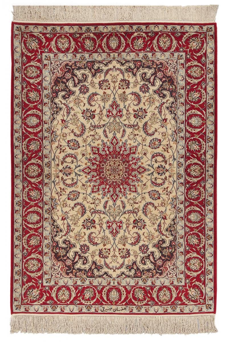 Orientteppich Isfahan Seidenkette 113x156 mm Trading, Höhe: Nain Orientteppich, rechteckig, Handgeknüpfter 6