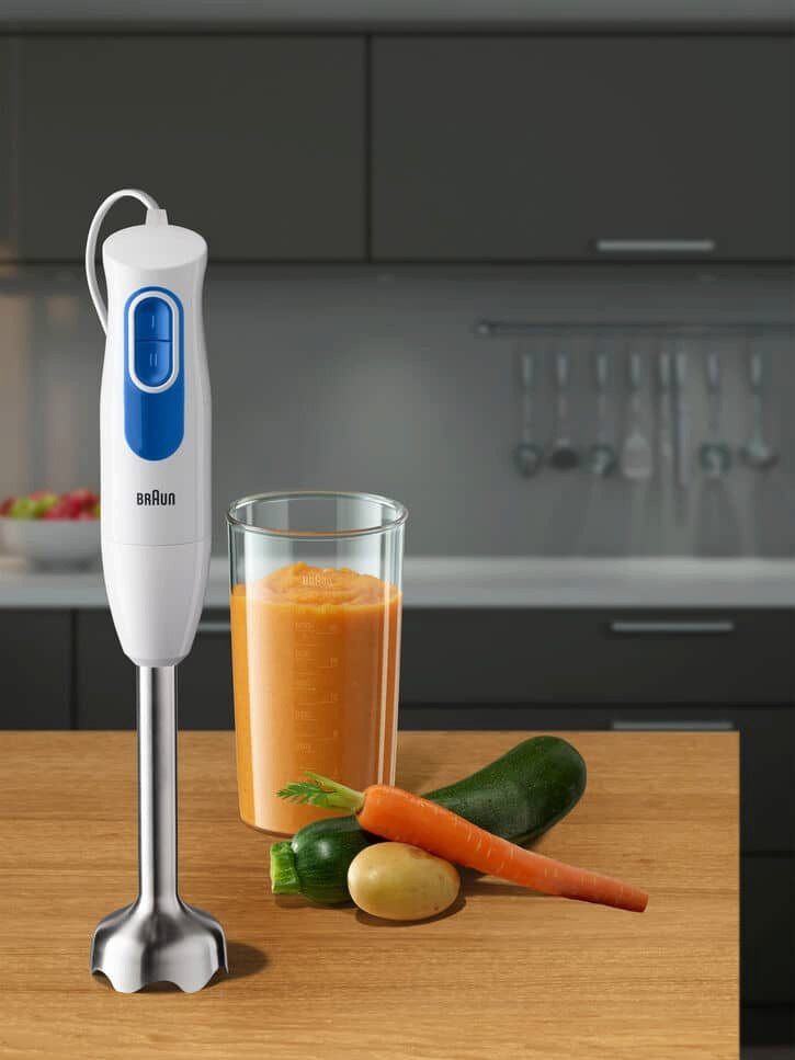 Braun Stabmixer MultiQuick 2 MQ 20.001 M - 600 W, 2 Geschwindigkeiten, Edelstahl, 600 W, Leicht, Pürierstab, Mixer, Zubehör spülmaschinenfest, Babybrei – Bild 5 von 5
