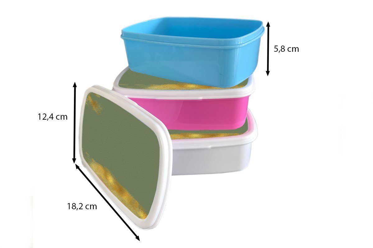 Erwachsene, Brotbox für - Gold - Kunststoff Kinder, Brotdose Snackbox, MuchoWow Kunststoff, Mädchen, (2-tlg), Farbe Grün, rosa - Lunchbox Muster