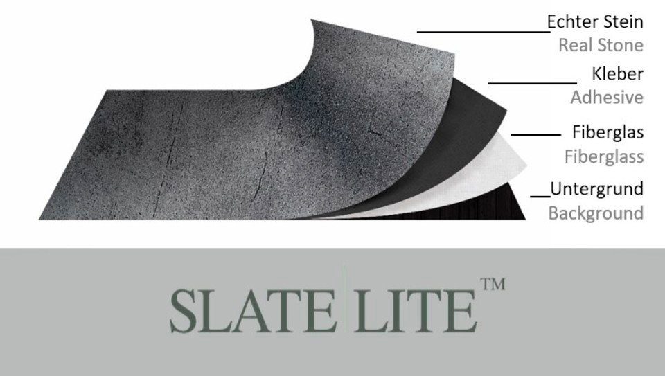 Slate Lite Wandpaneel Black 120x240 qm, Pearl, 2,88 aus Echtstein BxL: cm, (1-tlg)