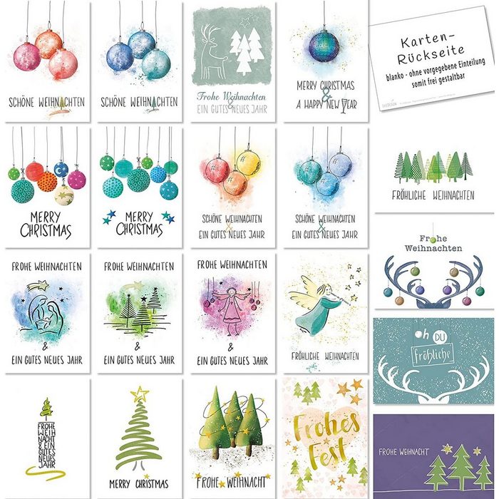 LifeDesign Weihnachtskarte Postkarten-Set "Weihnachten" Weihnachtsgrußkarten Set Merry Christmas Frohe Weihachten DIN A6 Karten