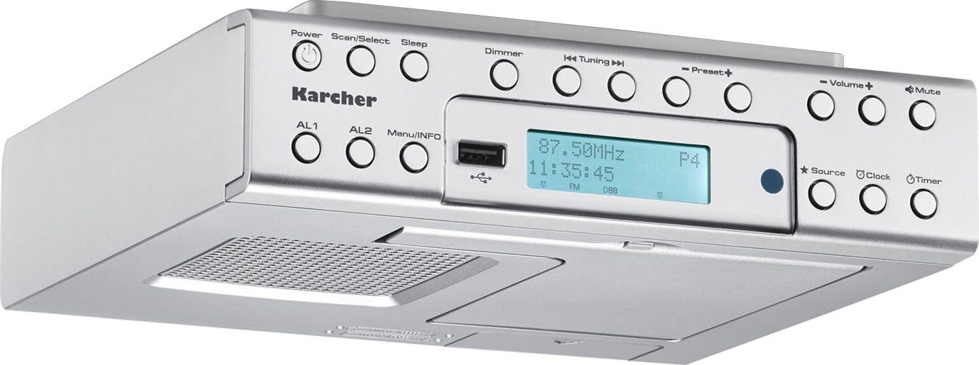 Karcher RA 2030D Digitalradio (DAB) (Digitalradio (DAB), UKW mit RDS, 2 W, MP3, Ladefunktion, Wecker, Timer, Küchenradio, Fernbedienung)