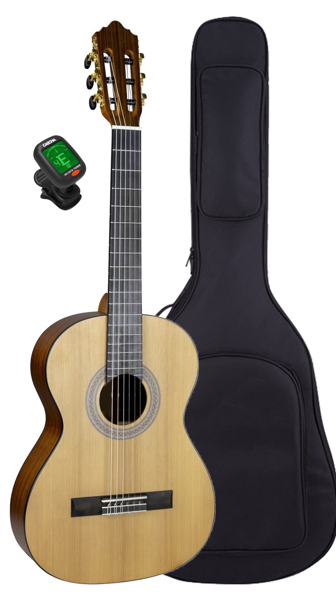 pi-music Konzertgitarre pi‑music Cedria 3/4 Zeder Set mit Tasche & Stimmgerät