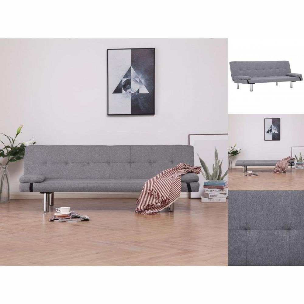 Schlaffunkti Hellgrau zwei Schlafcouch mit Polyester vidaXL Schlafsofa Sofa Kissen