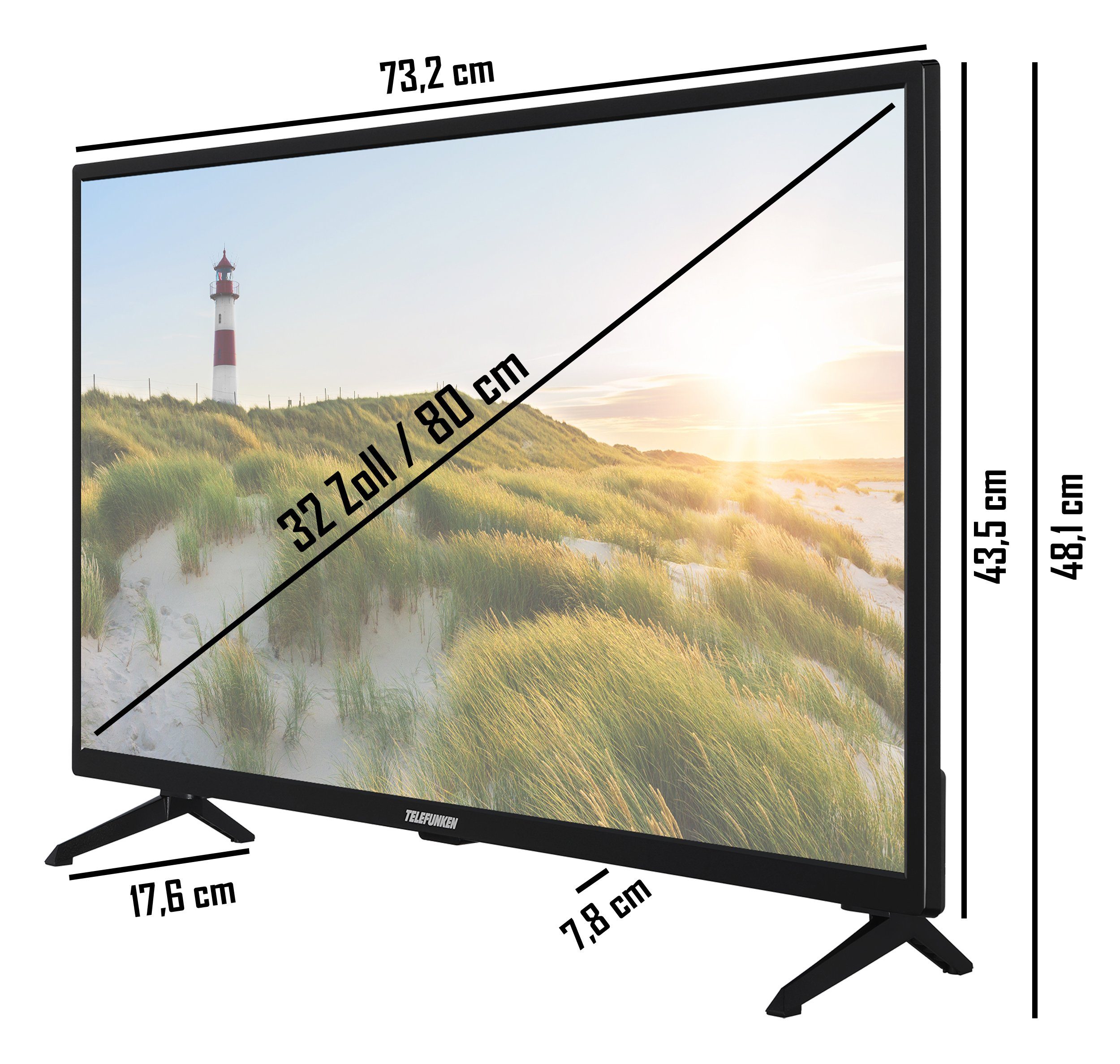 Telefunken D32H550X1CWT LCD-LED Smart Fernseher cm/32 Audio, Dolby 6 TV, Triple-Tuner, HDR10, HD+ (80 HD-ready, Zoll, Monate gratis)