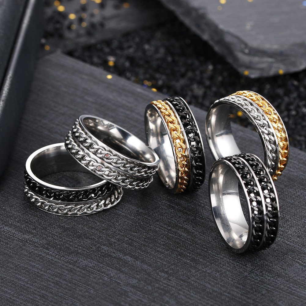 Taffstyle Fingerring Fingerring Spinner Ring Biker Doppelketten Anti Stress günstig online kaufen