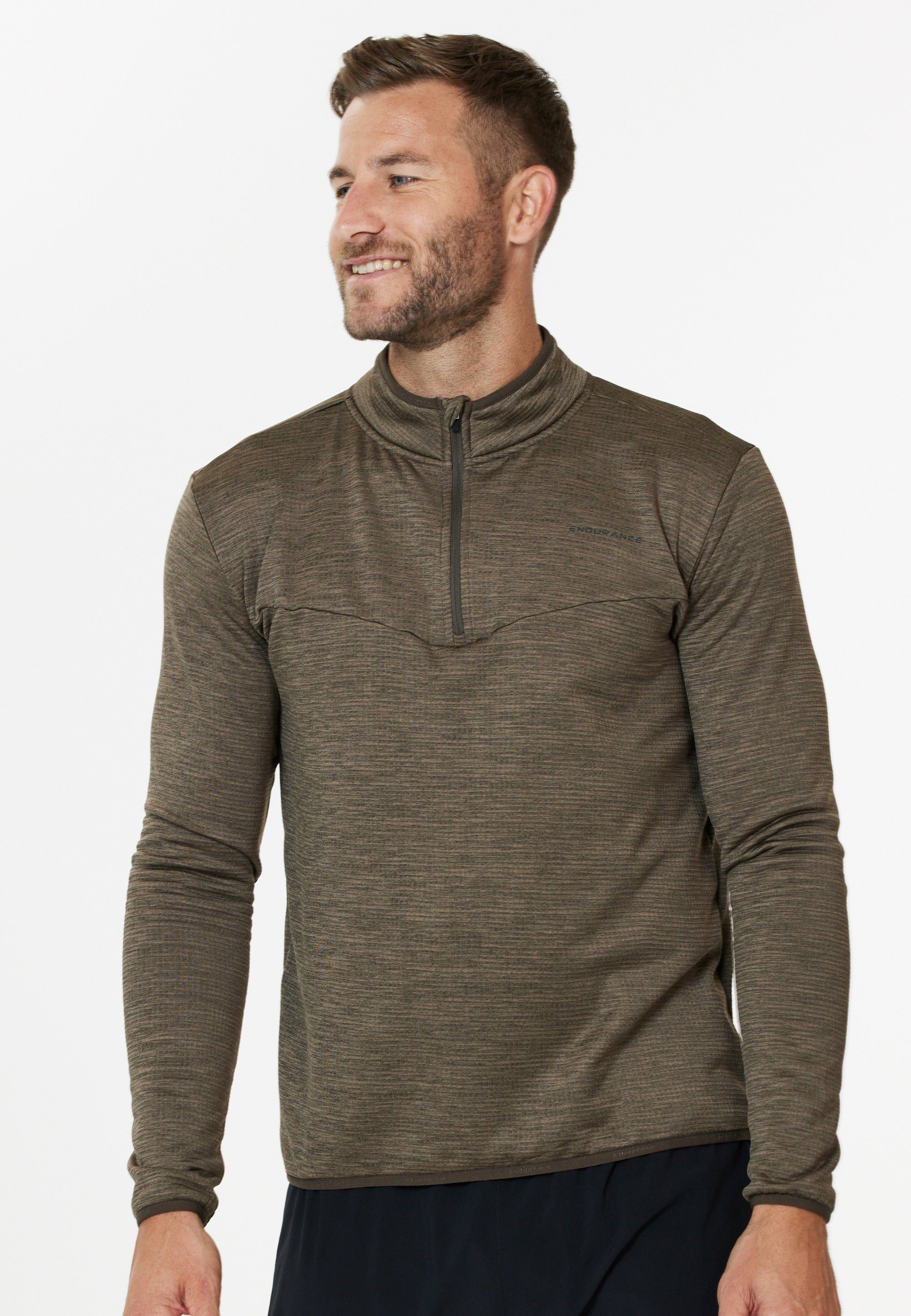 ENDURANCE Langarmshirt LEDGER (1-tlg) mit sportlichen Funktionen braun-meliert