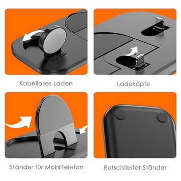 yozhiqu 3 in 1 Wireless-Ladegerät: Kompakt und vielseitig einsetzbar Ladestation (für Apple-Geräte - Kabelloses Laden und Handy-Ständer in einem)