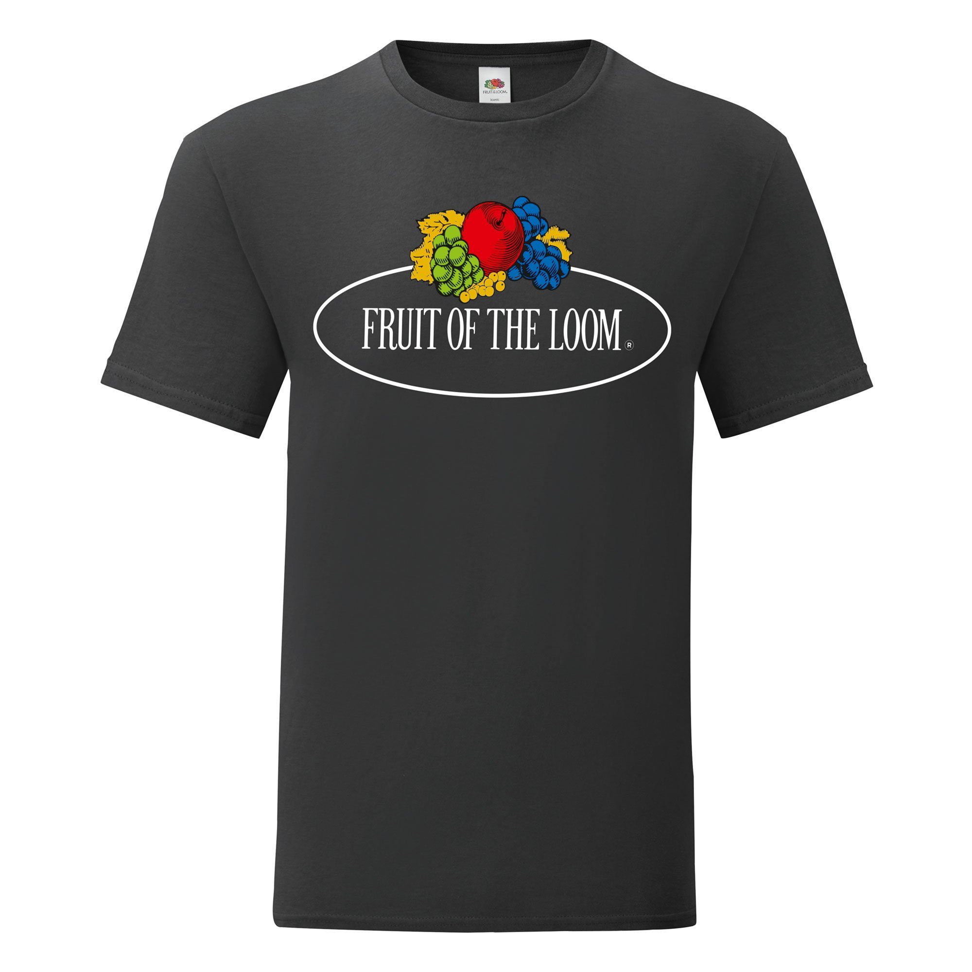 of Loom T-Shirt 150 Iconic groß Rundhalsshirt - Vintage-Logo schwarz Fruit the